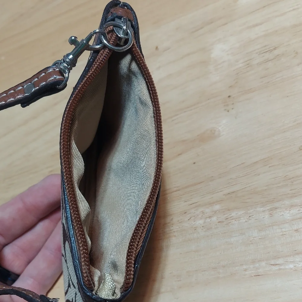 Coach Brown and Tan Wristlet Used Fair Condition